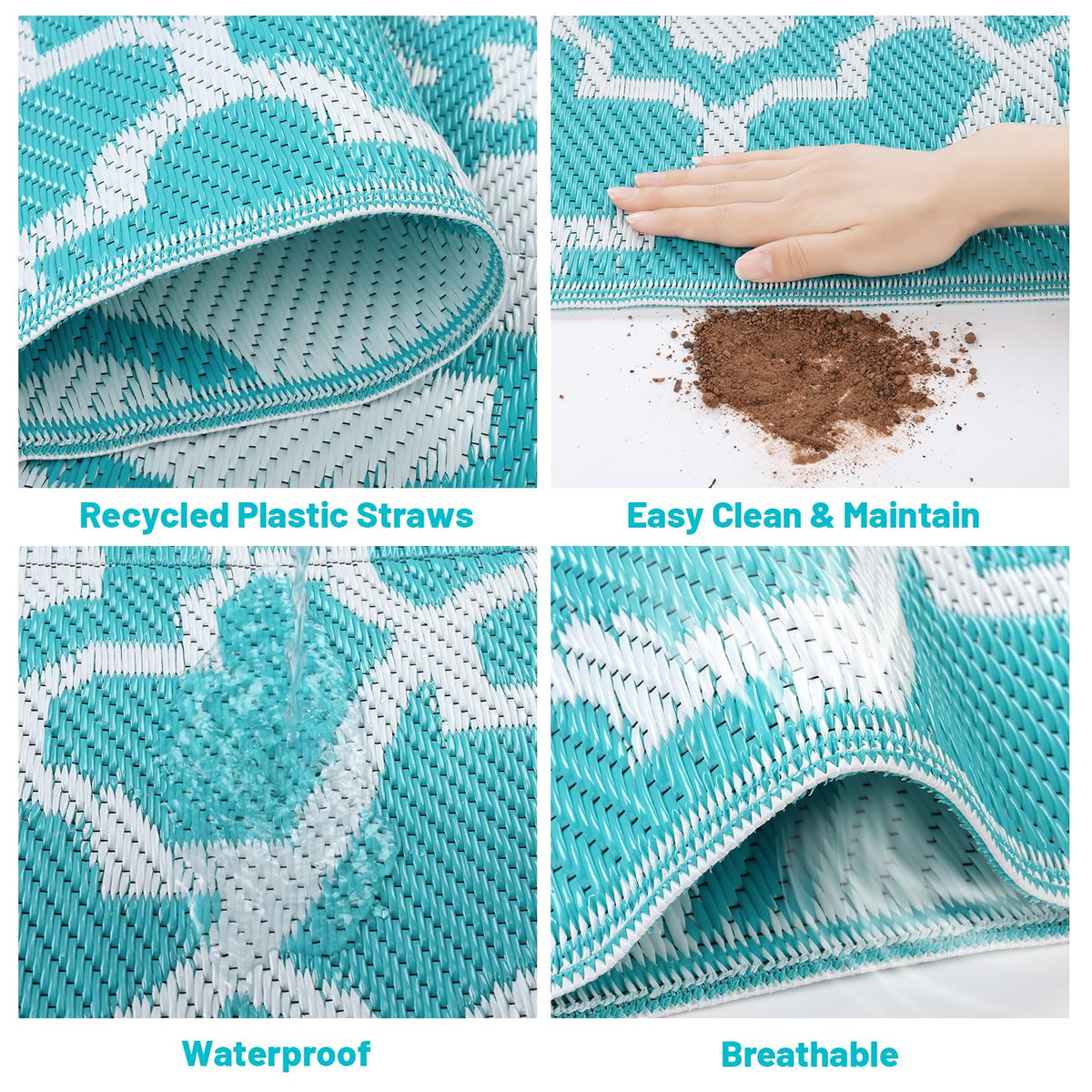 HEBE Outdoor Rug 5x8 UV protection helps resist sun fading.