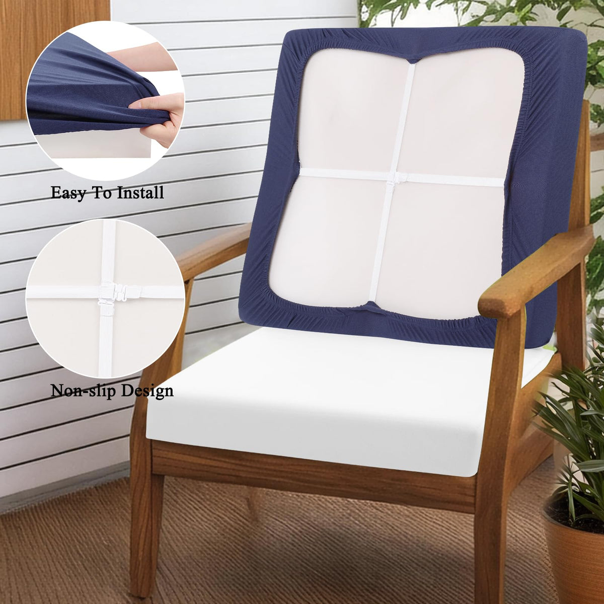 HEBE RUGS stretch patio cushion covers 12pc easy-clean fabric for quick maintenance