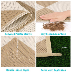 HEBE UV-coated rug resists fading on sunlit patios.