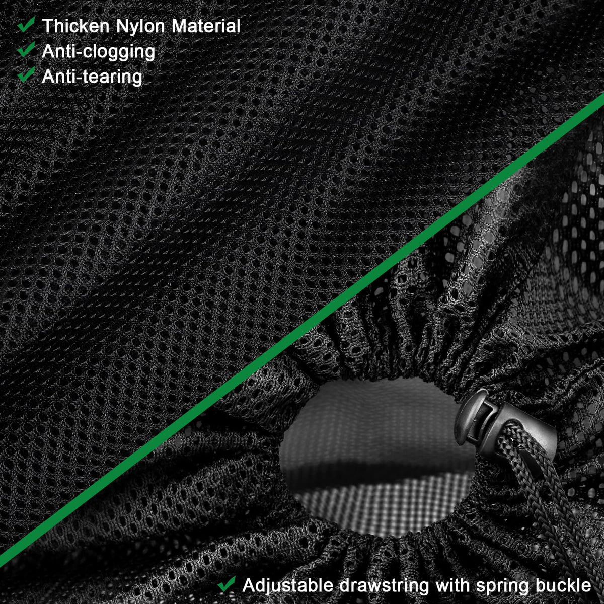 Hecaty anti-clogging cube filter uses 1.7 mm mesh to reduce clogs.