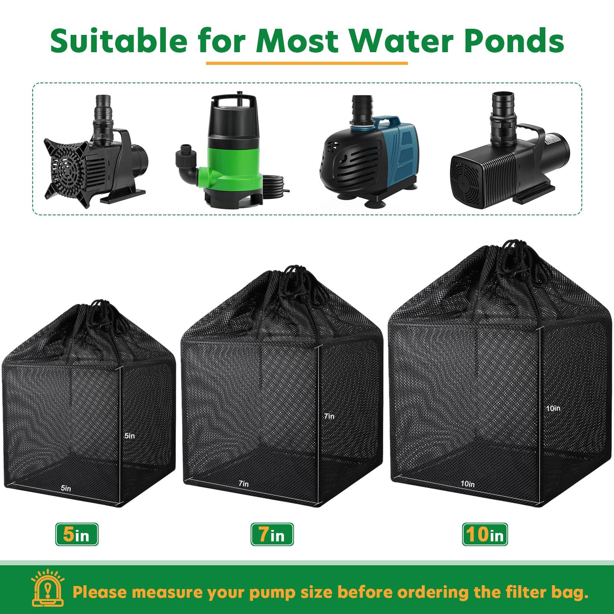 Hecaty heavy-duty nylon mesh bag protects outdoor ponds from debris.