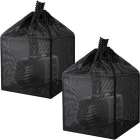 Hecaty pond filter bag with frame inside blocks debris to protect the pump.