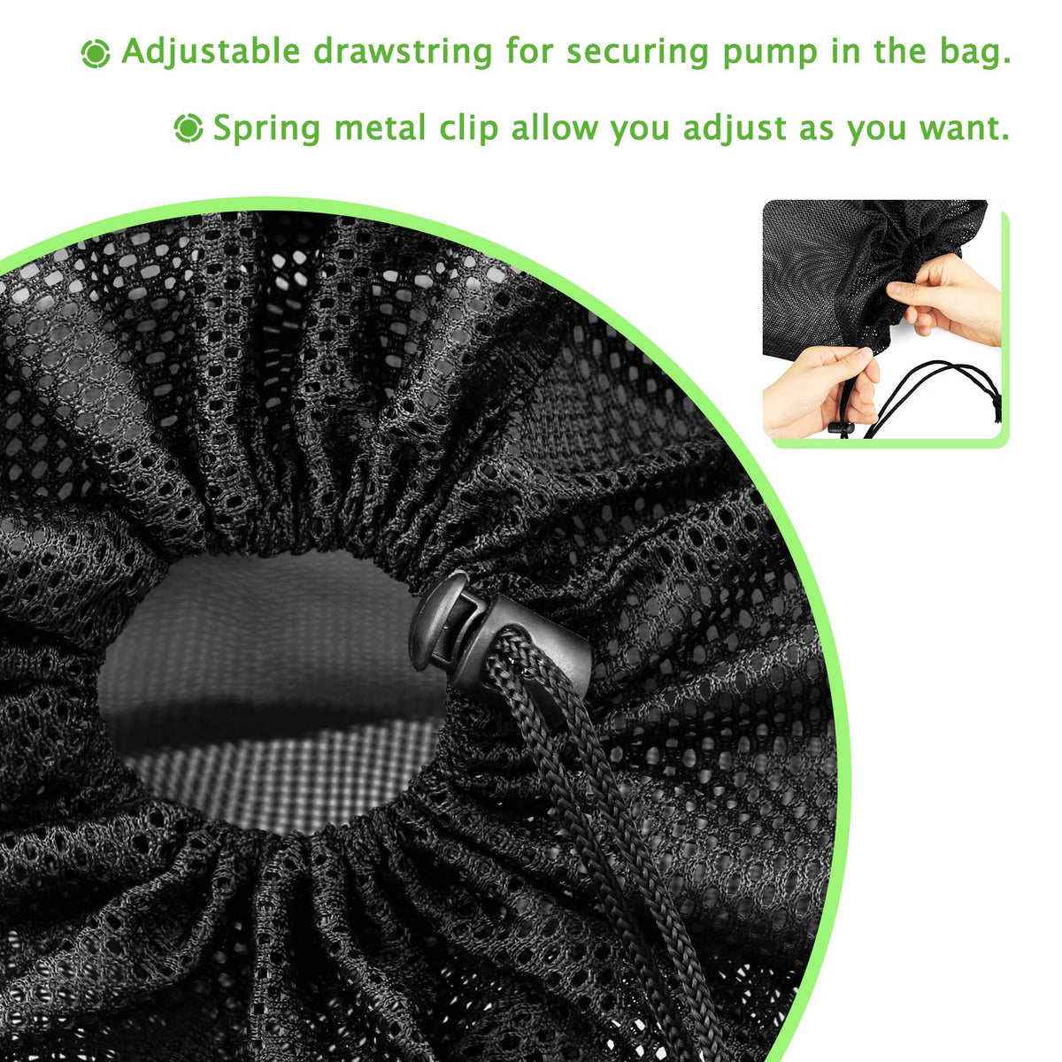 Hecaty black media bag for pond systems with a sleek, robust look.
