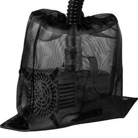 Hecaty pump barrier bag 24x26 front view protecting a pond pump from debris.