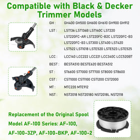 Hechuang AF-100 spool close-up highlighting durable 0.065 inch line