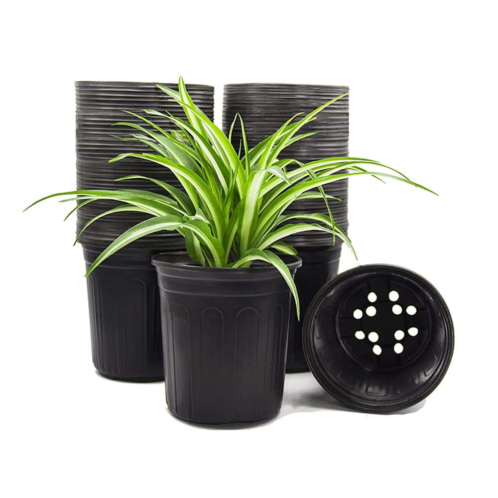 HECTOLIFE 50-pack 1 gallon nursery pot with drain holes for healthy drainage