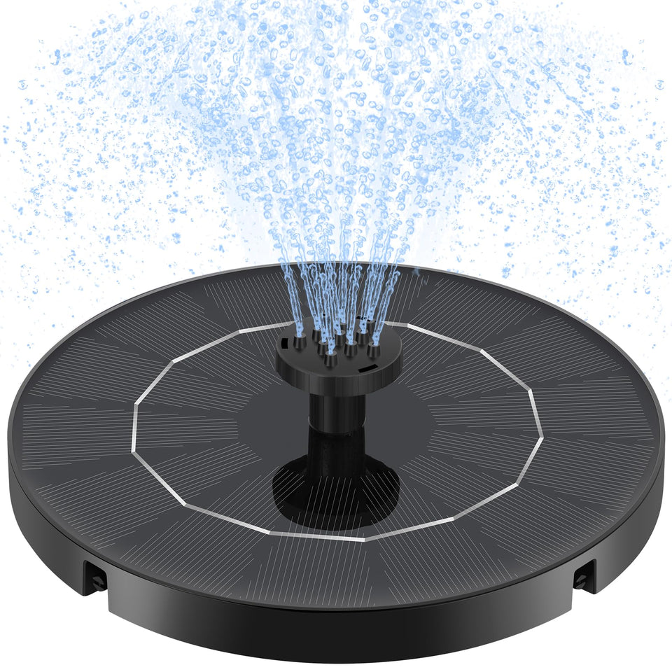 HEDETM 3.5W solar panel powering efficient fountain in sun.