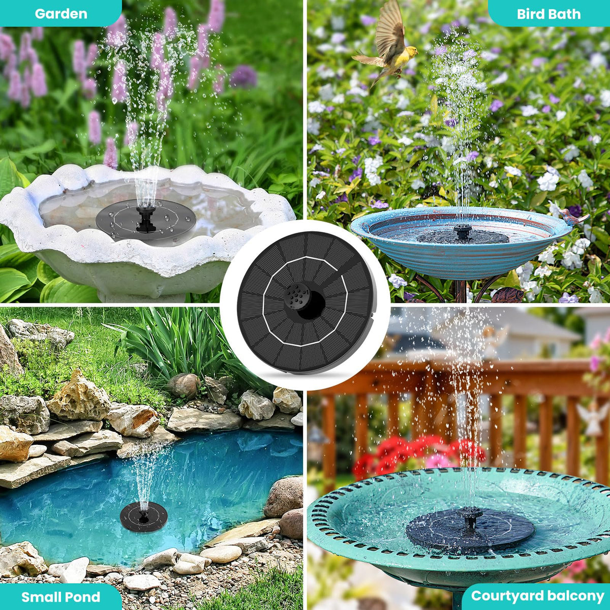 HEDETM six-nozzle patterns create varied water sprays for fountains.