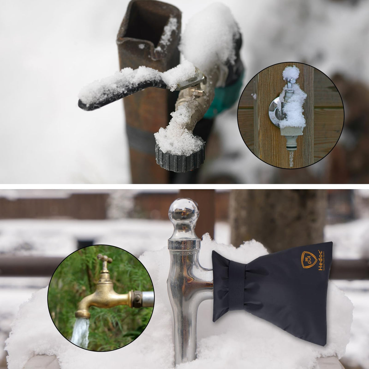 Hedoc Pro cover shielding faucet from sun and rust in summer