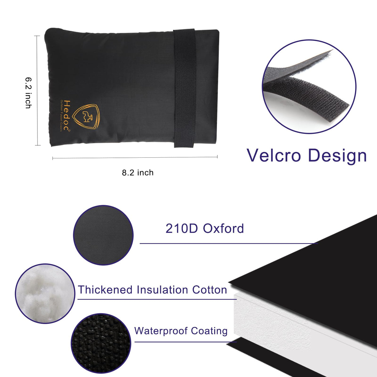 Close-up of Hedoc Pro 210D Oxford fabric and insulated cotton fill