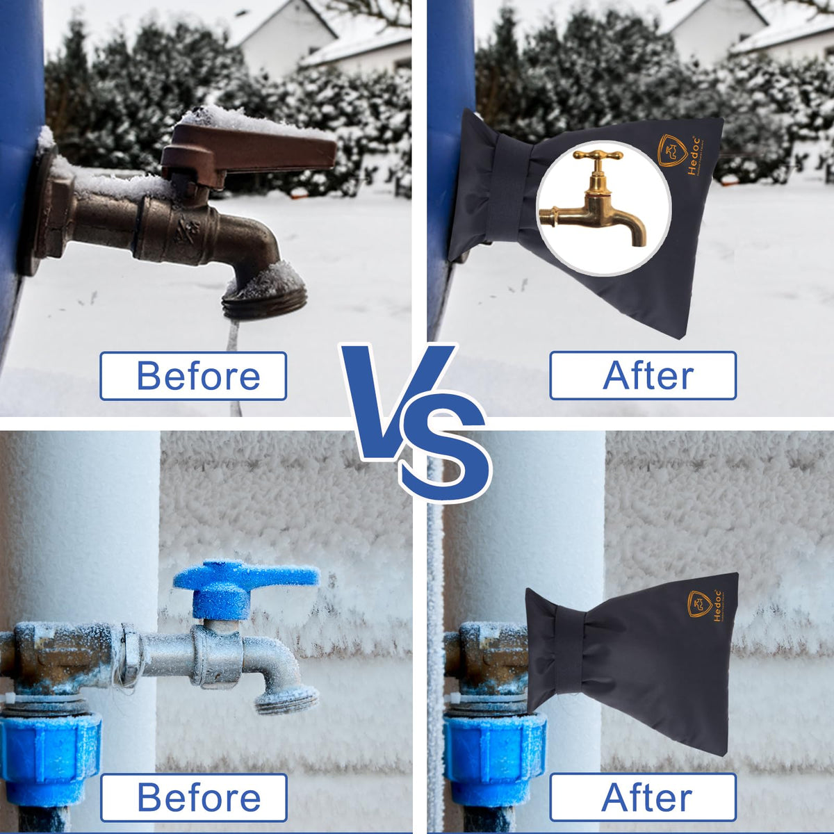 Hedoc Pro faucet cover with Velcro strap enabling fast, tool-free installation