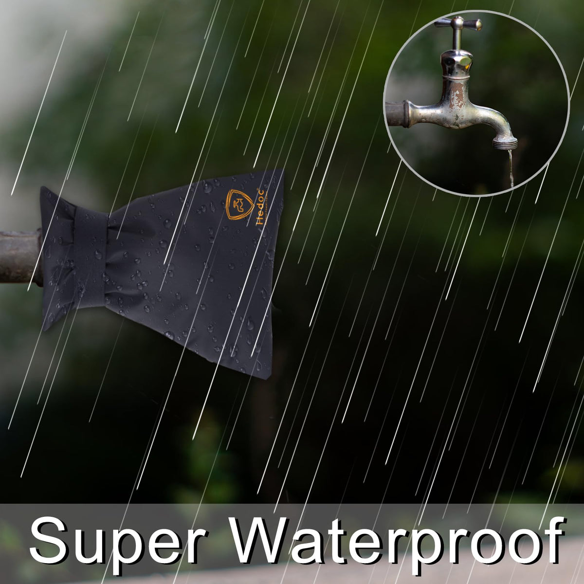Hedoc Pro faucet cover demonstrating universal 6x8.2 inch dimensions
