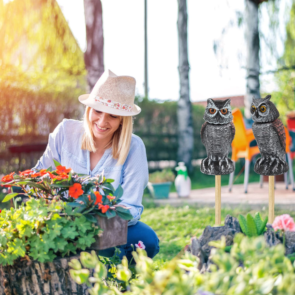 Hedoc lifelike design helps deter pigeons and squirrels.