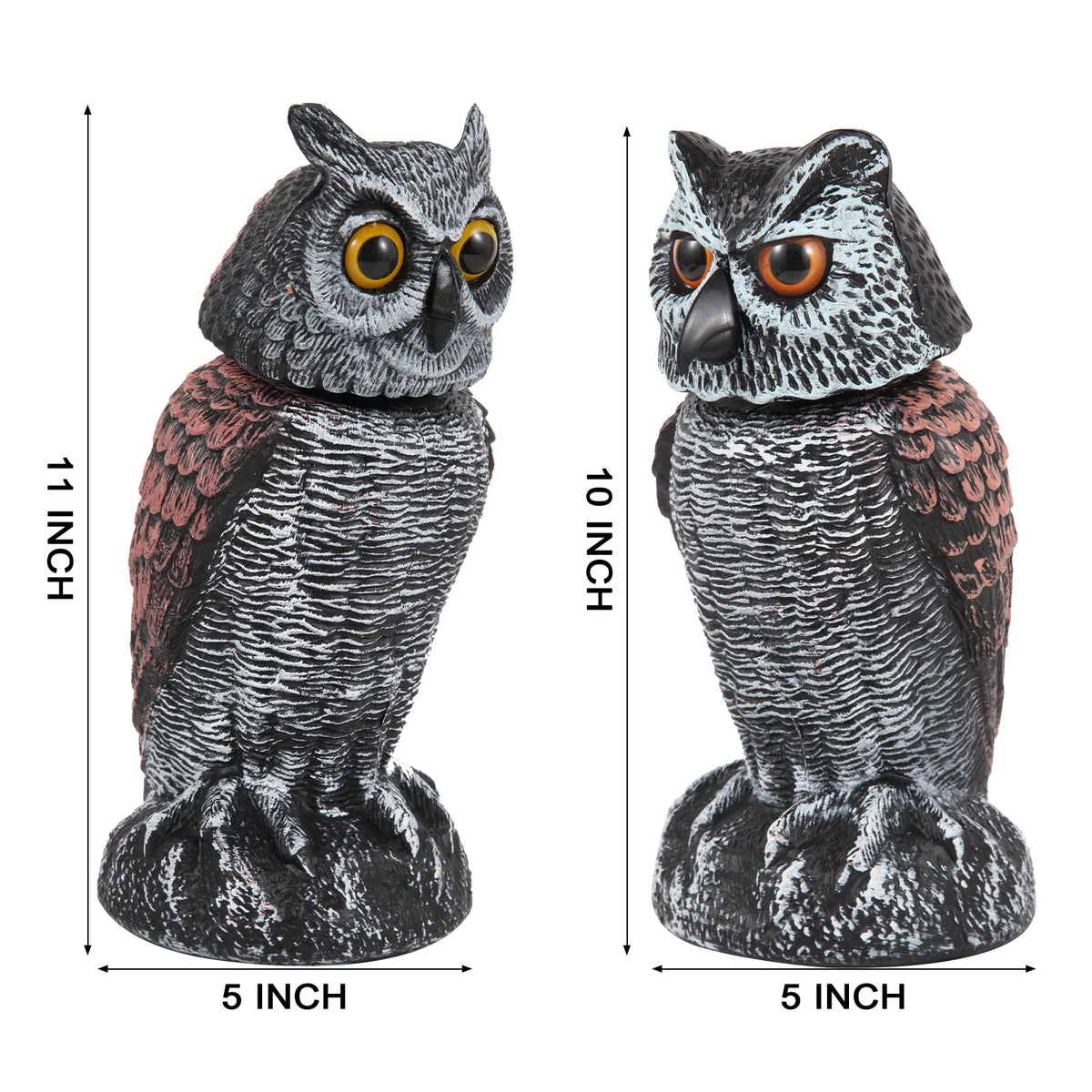 Hedoc hand-painted owl decor adds color to patios.