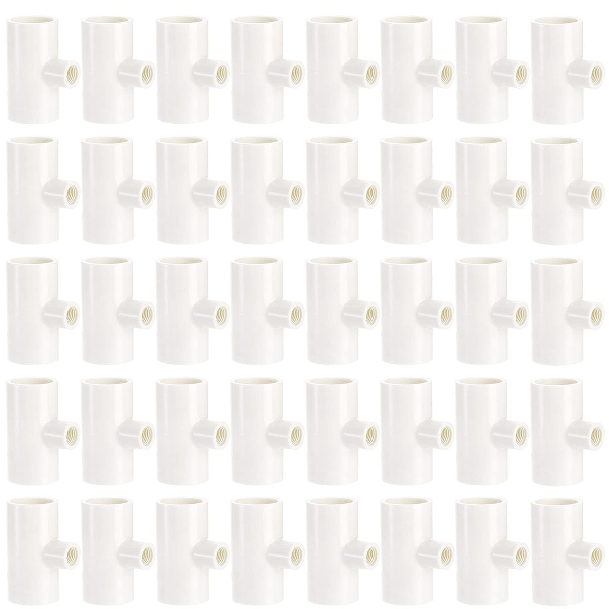 Hedume 40-pack PVC tee fittings pack for durable poultry water lines.