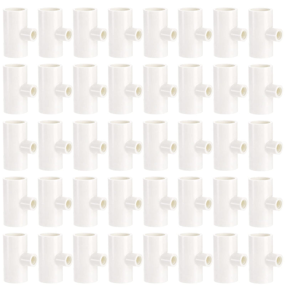 Hedume 40-pack PVC tee fittings pack for durable poultry water lines.