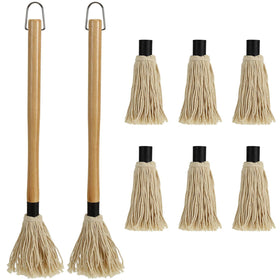 Hedume BBQ basting mop with long wooden handle ready for safe grilling