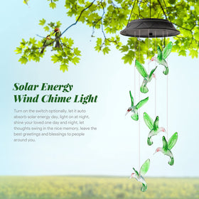 HEGUD color-changing solar wind chime lights up garden nights.