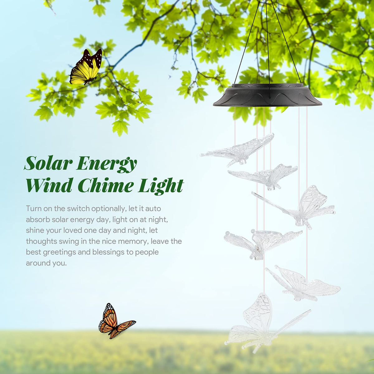 HEGUD porch wind chime lights greet guests with color and motion.