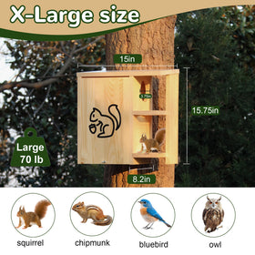 HEILFNL squirrel house with external platform and porch for outdoor wildlife activity