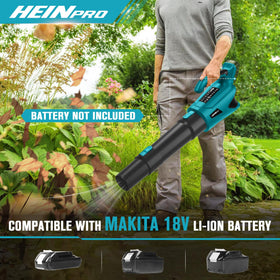 HEINPRO blower delivers 150 MPH wind for tough debris.