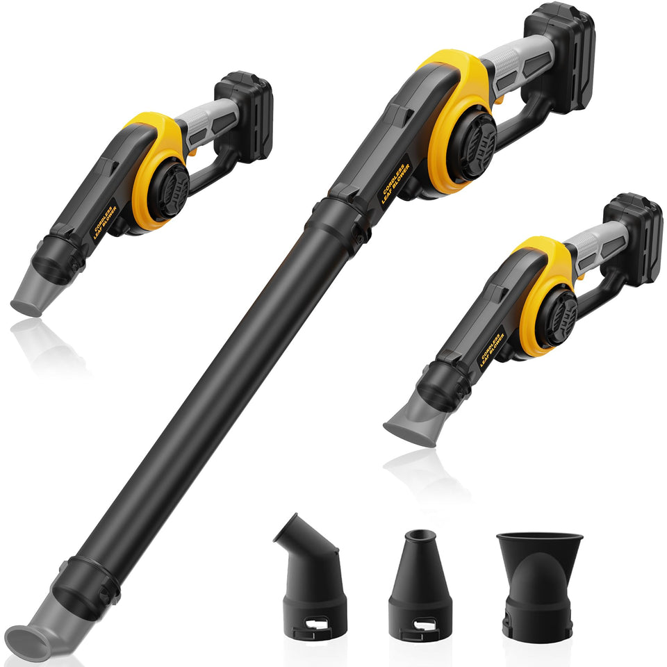 HEINPRO cordless leaf blower showing 200 MPH wind for quick cleanup