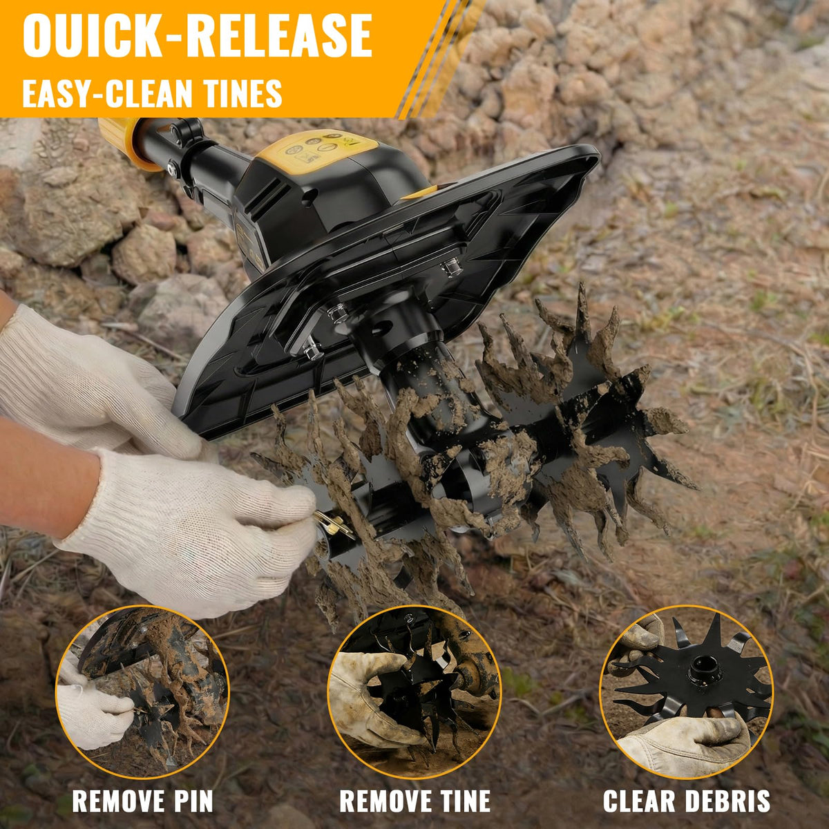 HEINPRO dual safety switch ensuring secure operation during garden tasks