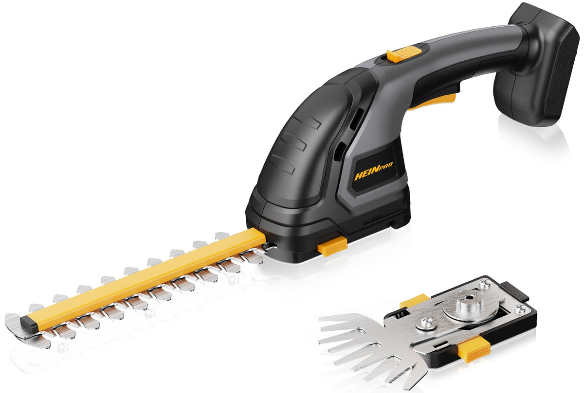 HEINPRO hedge trimmer with DEWALT compatibility for flexible yard work.