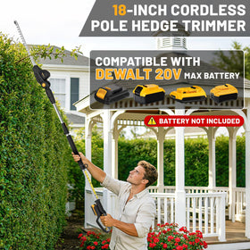 Extension pole expands reach to 14 feet for tall hedges.