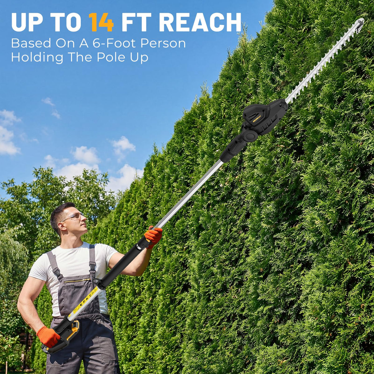 150-degree adjustable head for precise cuts from multiple angles.
