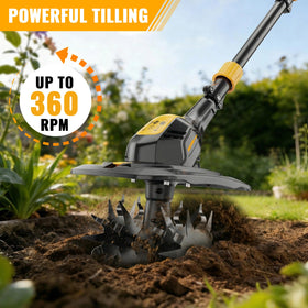 HEINPRO tiller tills 9in wide and 7in deep for quick soil prep in small beds