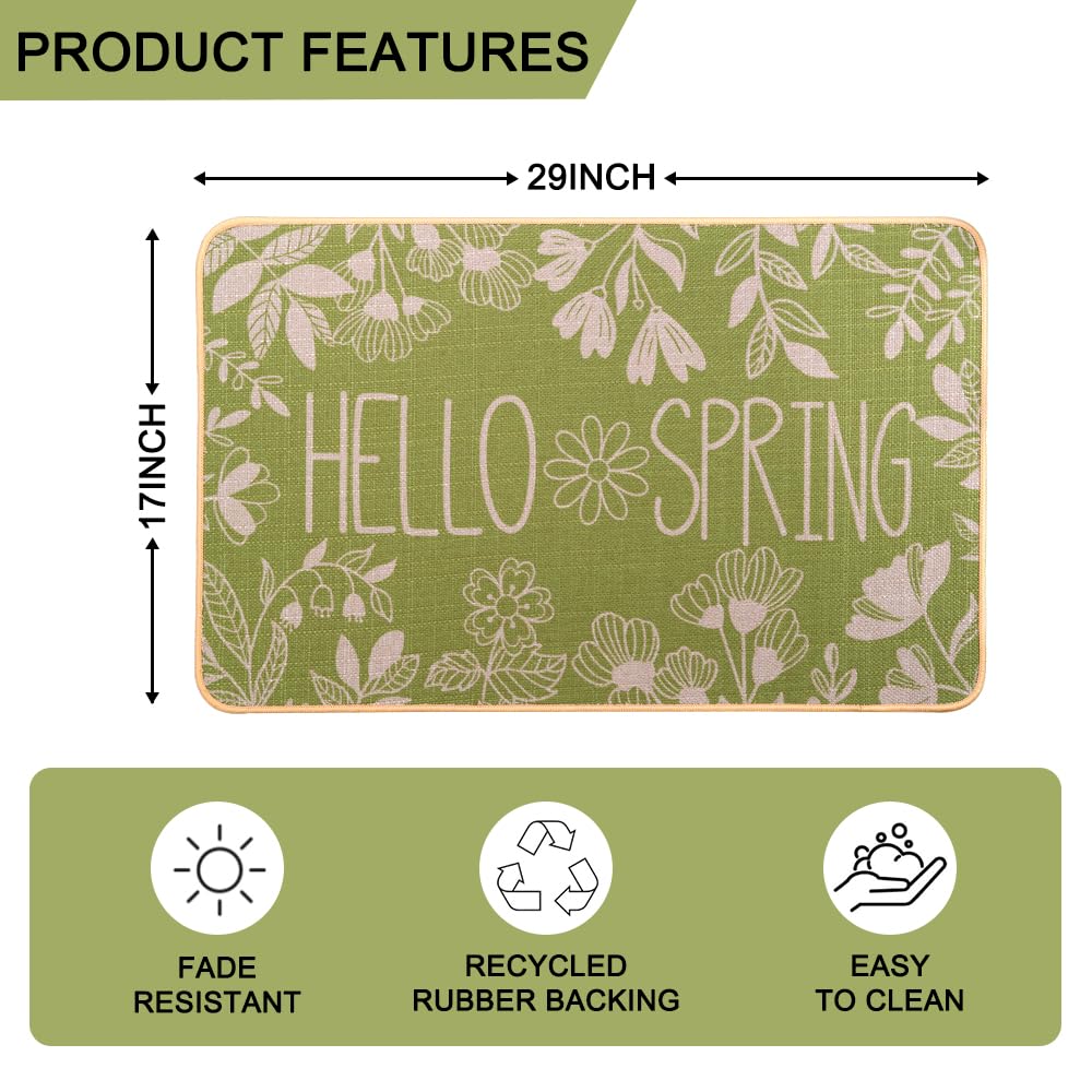 Heirloom Haven Hello Spring mat displaying garden-inspired greens for spring decor