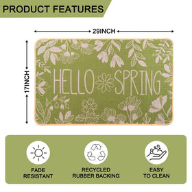 Heirloom Haven Hello Spring mat displaying garden-inspired greens for spring decor