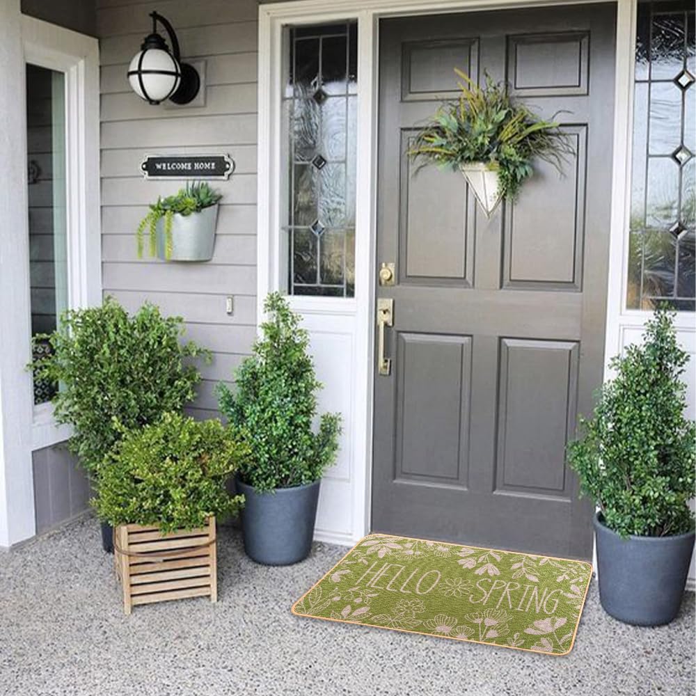 Heirloom Haven Hello Spring mat suitable for indoor and outdoor entryways