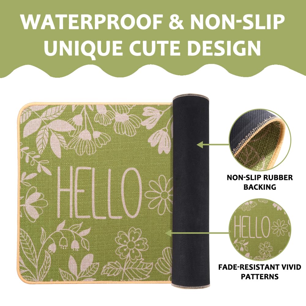 Heirloom Haven Hello Spring mat with non-slip back for secure entry