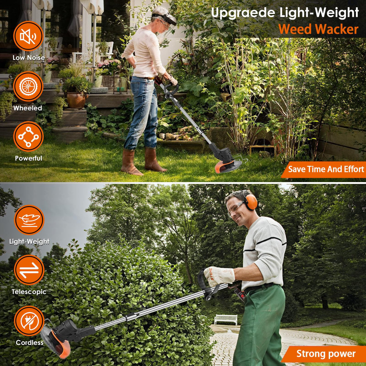 Hejunry Weed Wacker 3-in-1 blades for grass, weeds, and light branches.