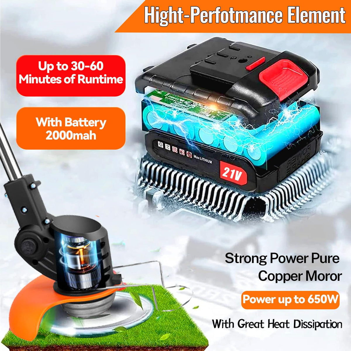 Hejunry Weed Wacker lightweight design for easy garden pruning.