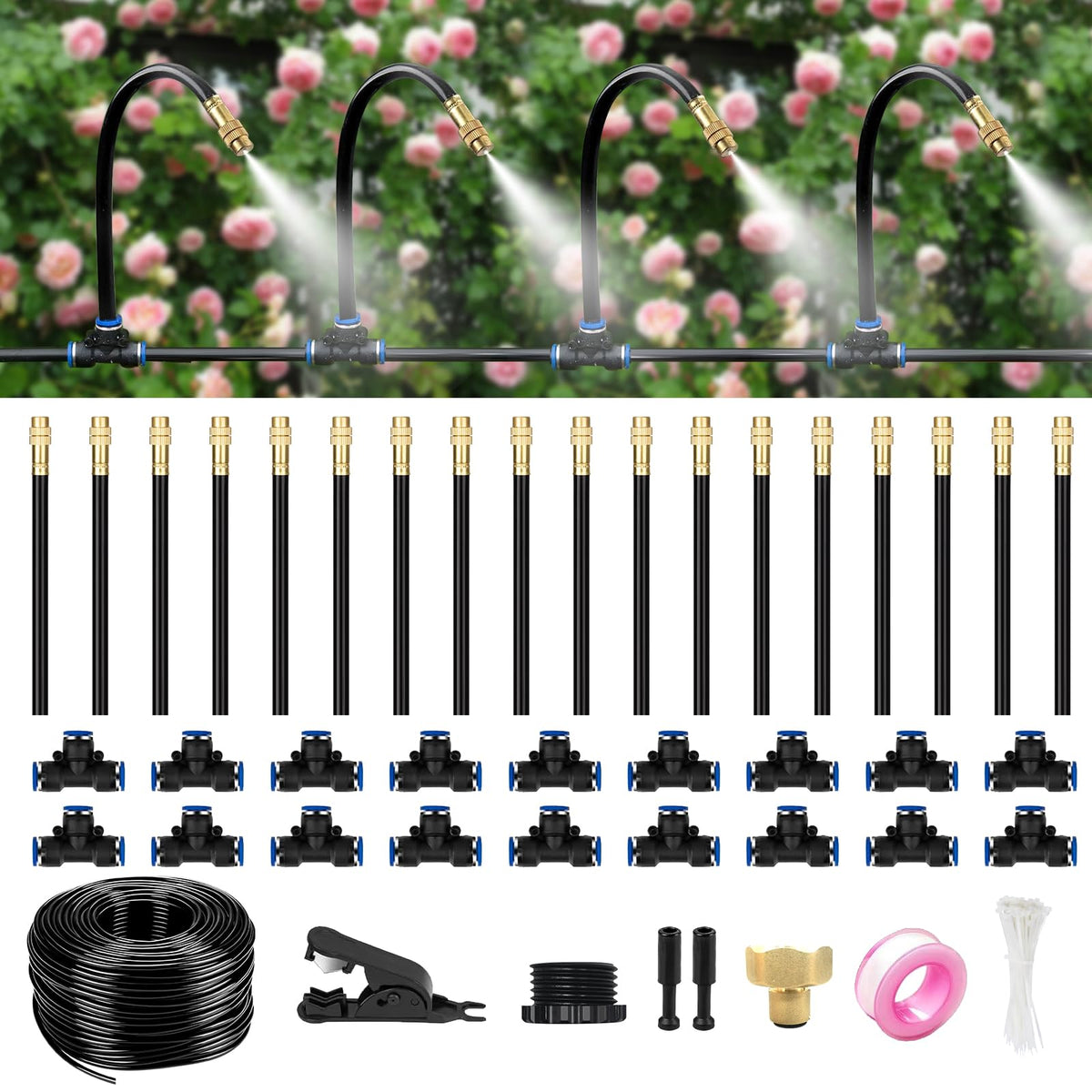 HEKIWAY 60FT drip irrigation kit bundle for effortless garden watering