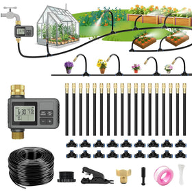 HEKIWAY 60ft drip irrigation kit with timer for hands-free watering