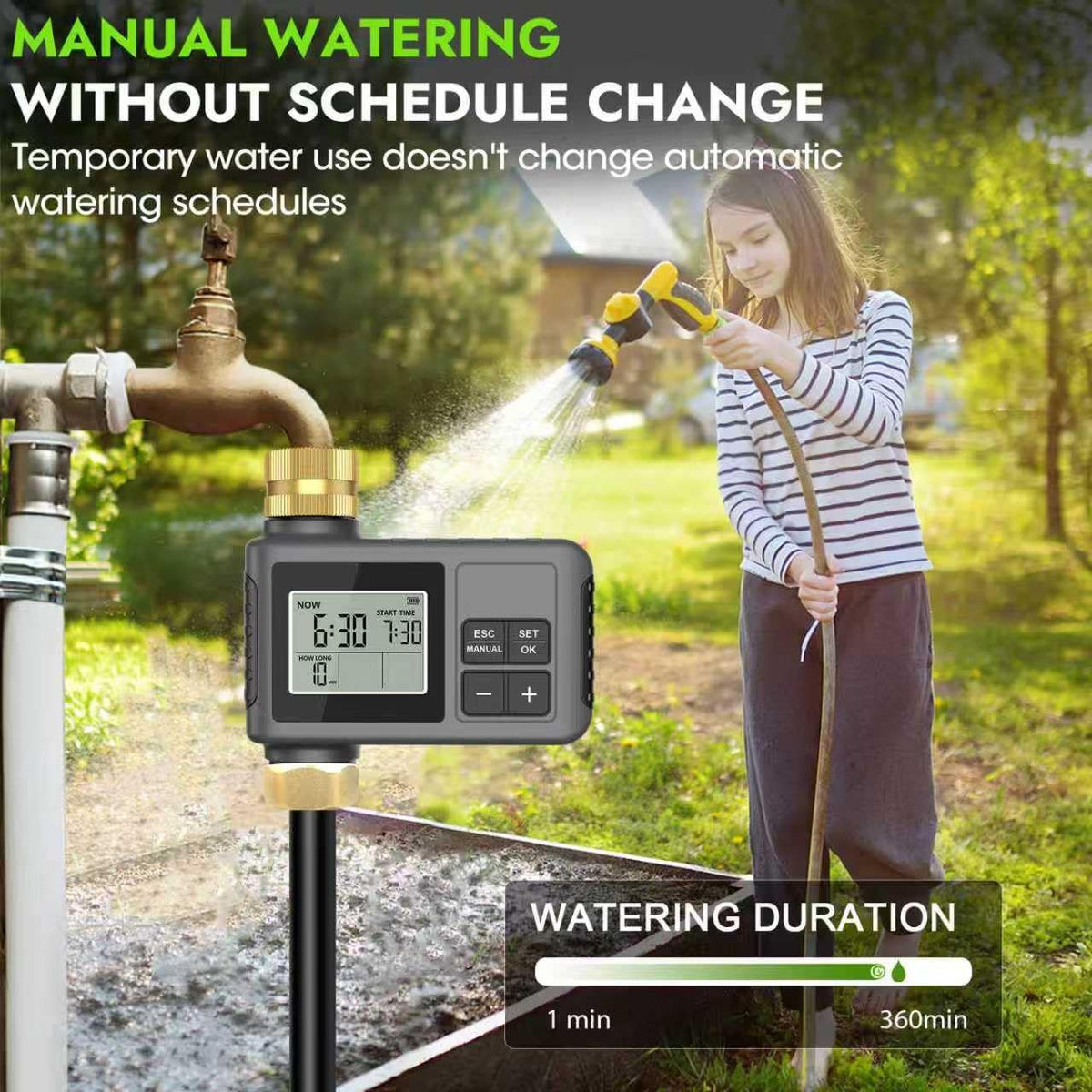 HEKIWAY smart timer with rain delay conserves water