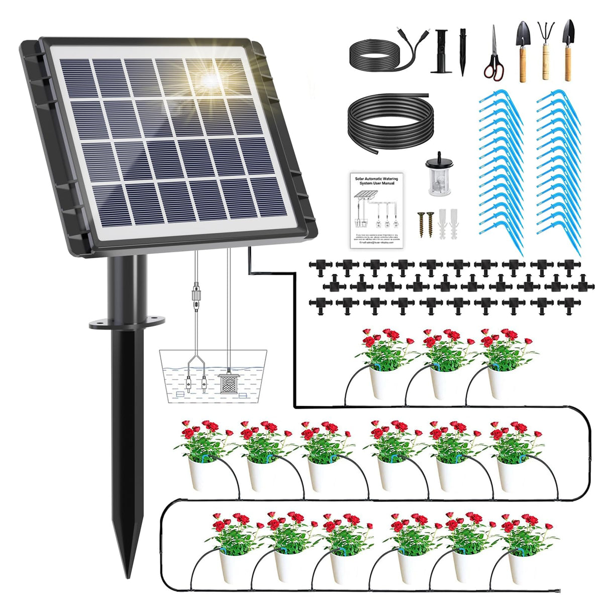 HEKIWAY solar drip irrigation system suitable for indoor and outdoor watering