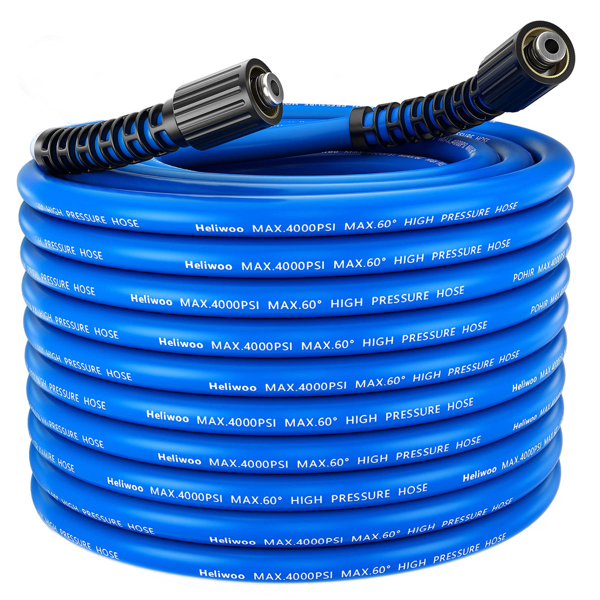 Heliwoo 25ft hose fully extended for easy reach during outdoor cleaning