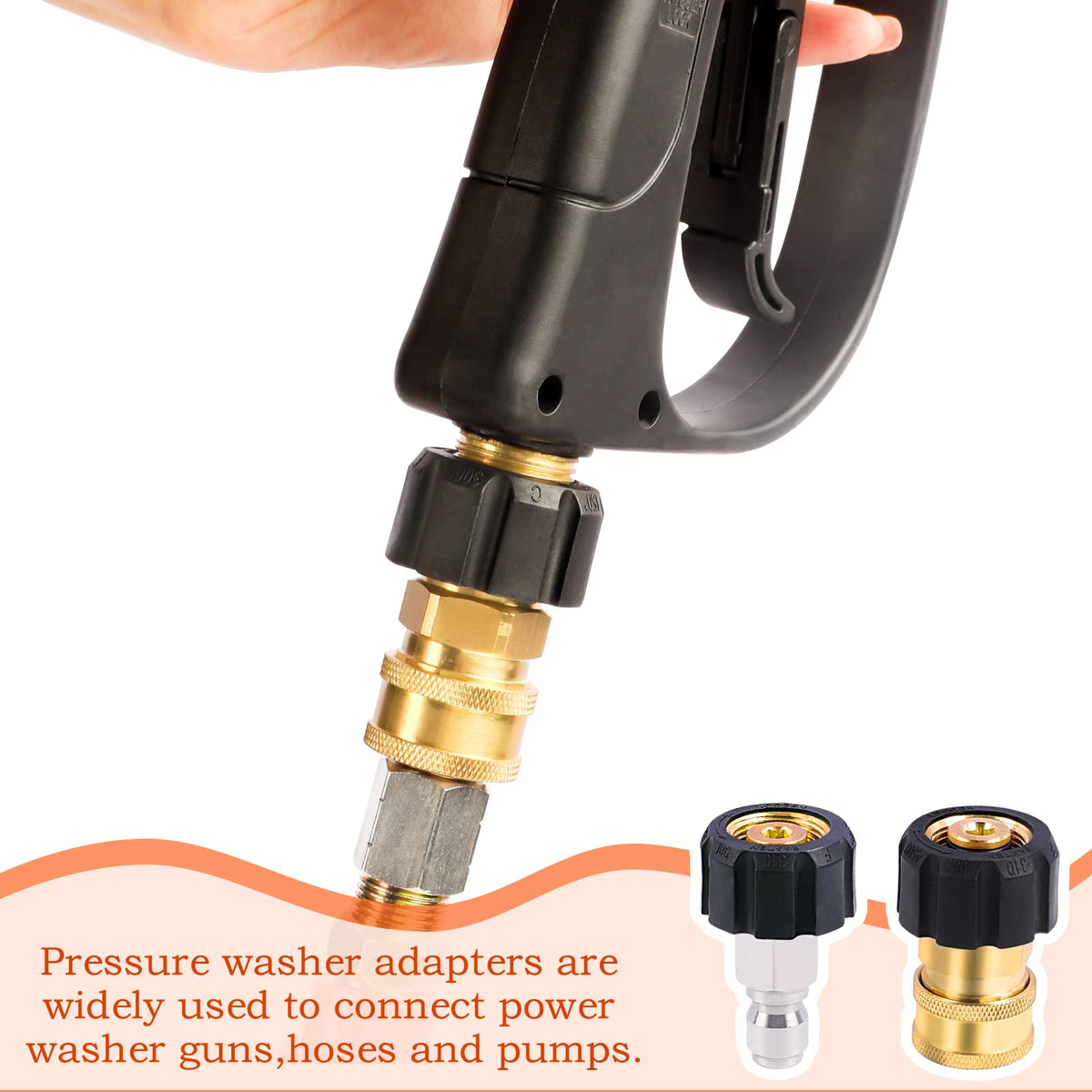 Heliwoo pressure washer adapter male swivel with 3/8 quick connect for secure fittings.