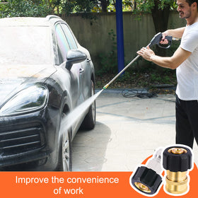 Heliwoo pressure washer hose gun converter kit in action.