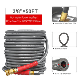Heliwoo steel-braided hose demonstrates rugged durability and leak resistance.