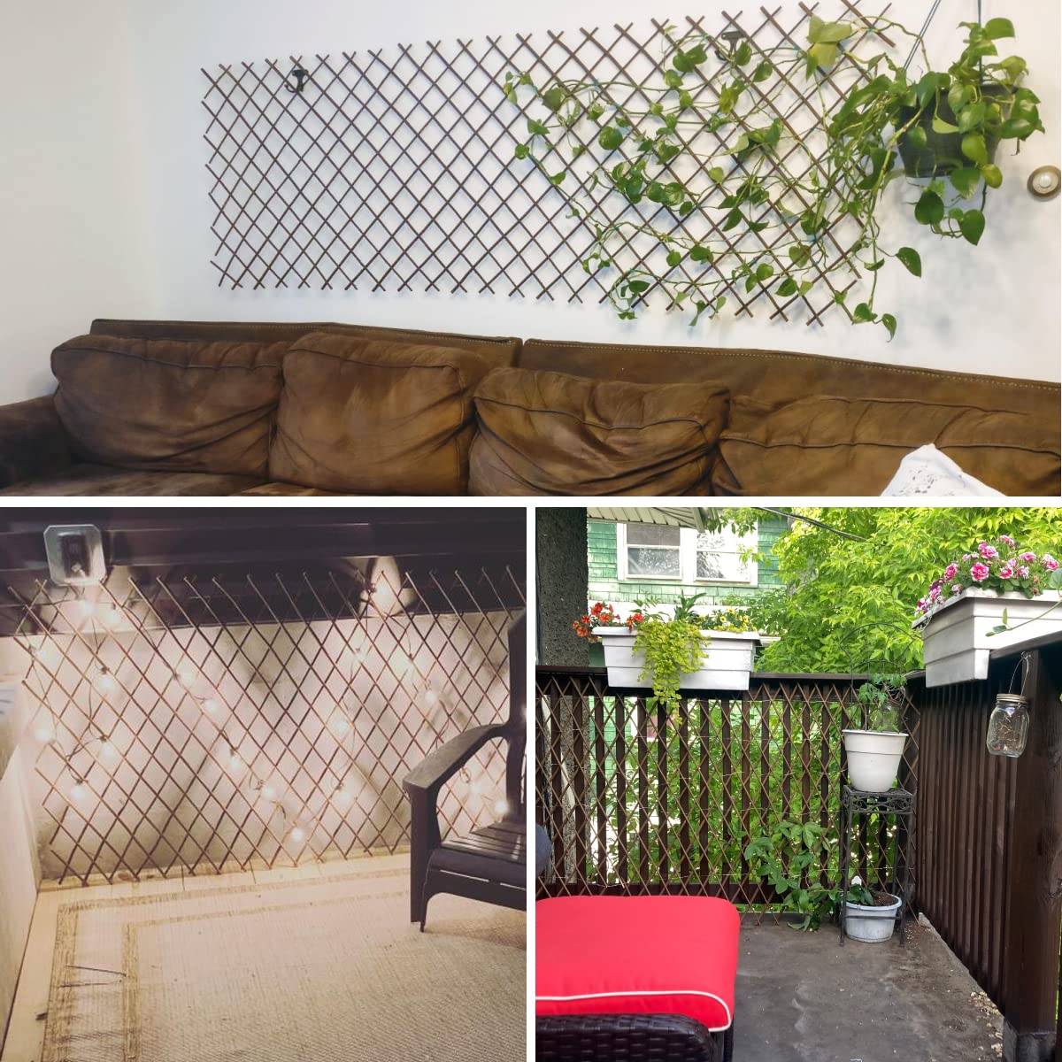 DIY decoration with Helprise willow fence and decorative lights.