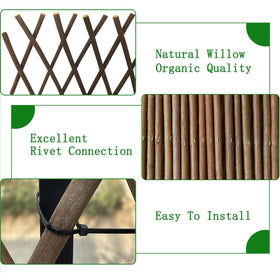 Helprise willow fence panel shown with easy setup and adjustable length.
