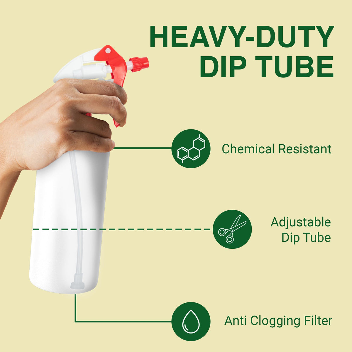 Heluva Green 9.25-inch dip tube can be cut to fit different bottle sizes.