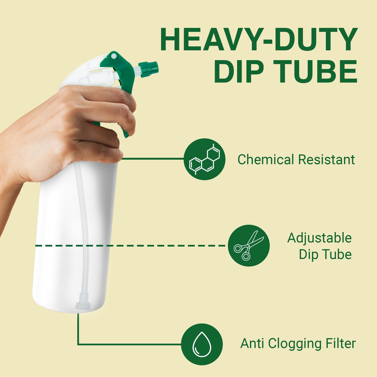 Heluva Green adjustable nozzle for controlled cleaning sprays.