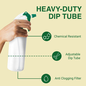 Heluva Green adjustable nozzle for controlled cleaning sprays.